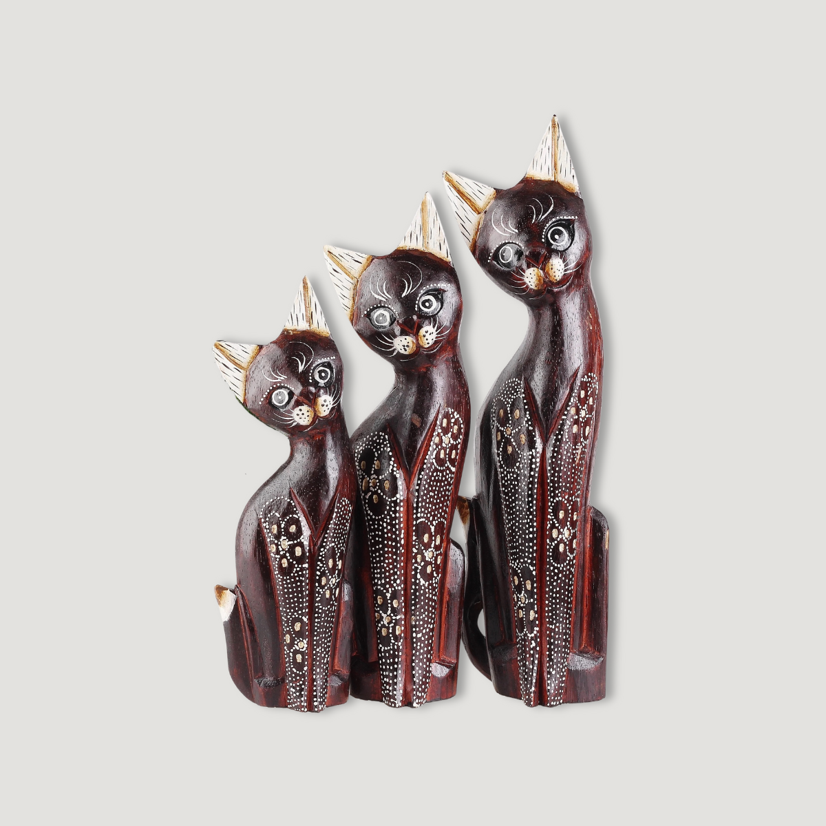 Dřevěné Dekorace Sada Tří Koček