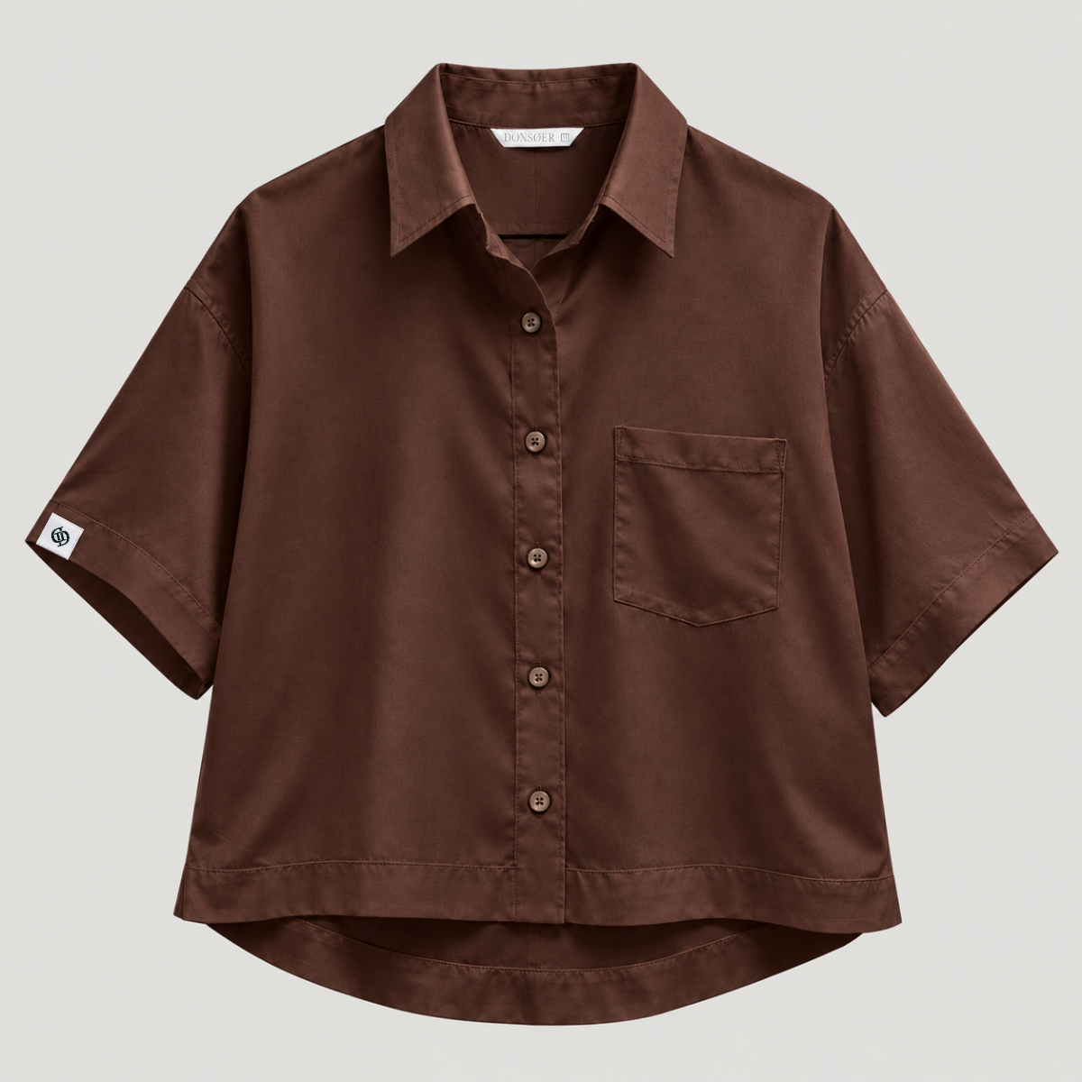 Bavlněná košile s krátkým rukávem Yves – Cocoa Brown