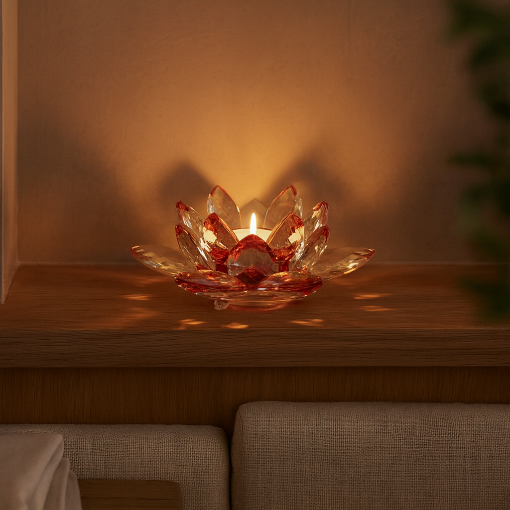 Lotosový svícen z křišťálového skla - Rubra