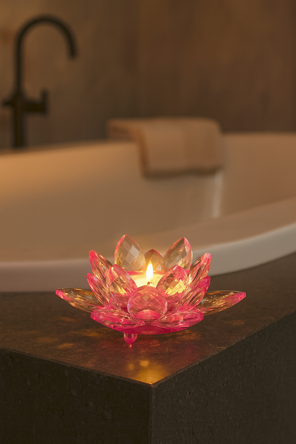 Lotosový svícen z křišťálového skla - Roselle